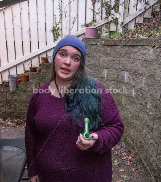 A young caucasian woman smokes legal marijuana in Washington state - Body Liberation Photos