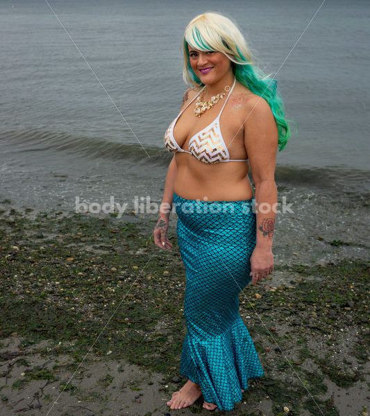 Adventure Stock Photo: Plus-Size Mermaid on Beach - Body Liberation Photos