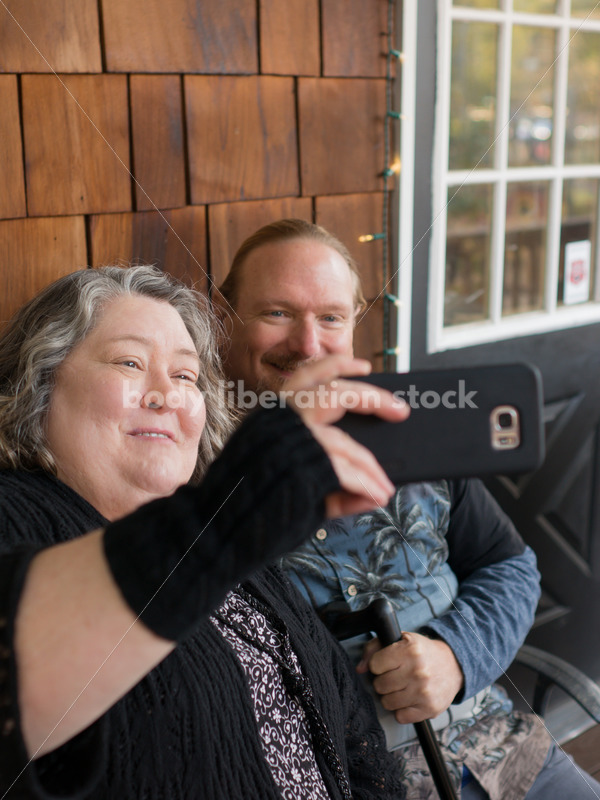 Body Positive Microstock Image: Older Couple Taking Selfies with Phone - Body Liberation Photos