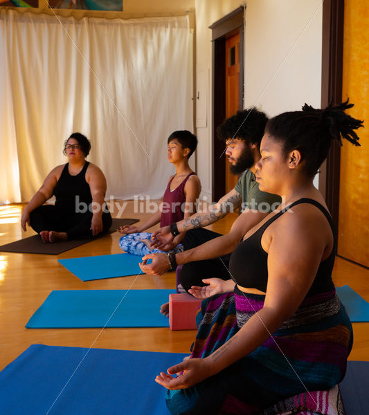 Diverse Mindfulness Stock Photo: Meditation During Yoga Class - Body positive stock and client photography + more | Seattle