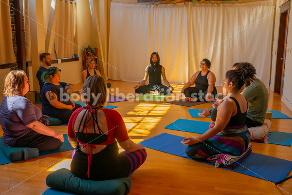 Diverse Mindfulness Stock Photo: Meditation During Yoga Class - Body positive stock and client photography + more | Seattle