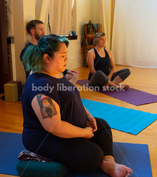 Diverse Mindfulness Stock Photo: Meditation During Yoga Class - Body positive stock and client photography + more | Seattle