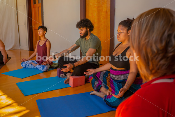 Diverse Mindfulness Stock Photo: Meditation During Yoga Class - Body positive stock and client photography + more | Seattle