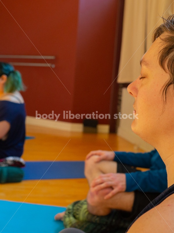 Diverse Mindfulness Stock Photo: Meditation During Yoga Class - Body positive stock and client photography + more | Seattle