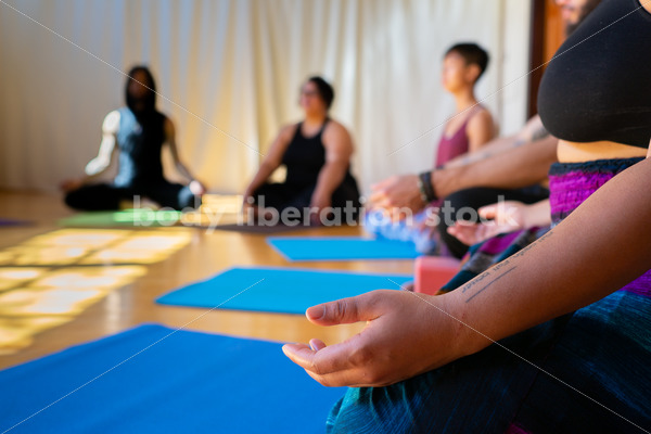 Diverse Mindfulness Stock Photo: Meditation During Yoga Class - Body positive stock and client photography + more | Seattle