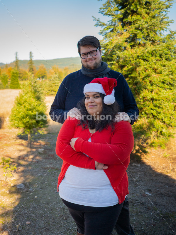 Holiday Stock Image: Plus-Size Couple at a Tree Farm - Body Liberation Photos