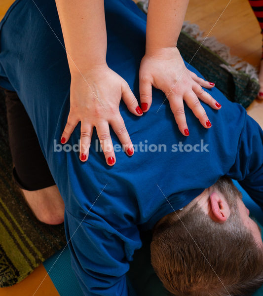 Inclusive Yoga Stock Photo: Yoga Instructor Interacting with Class - Body positive stock and client photography + more | Seattle