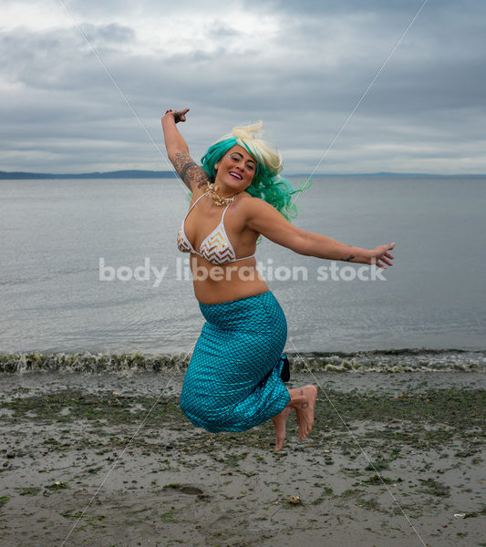 Joyful Movement Stock Image: Mermaid Jumps and Twirls - Body Liberation Photos