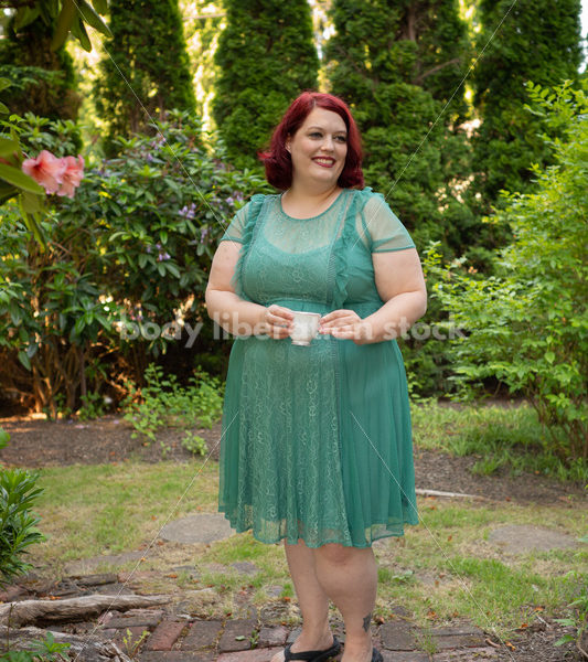 Plus-Size Woman with Teacup in Garden - Body Liberation Photos