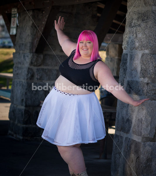 Stock Photo: Plus Size Woman with Pink Hair on Waterfront - Body Liberation Photos