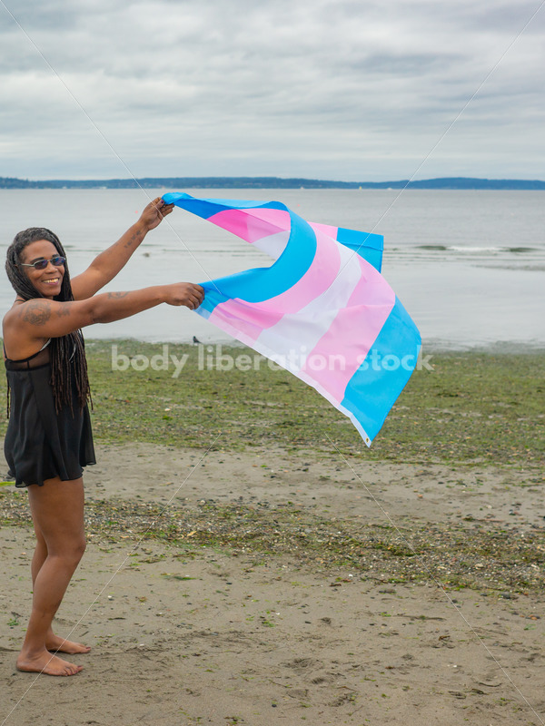 Trans Pride Stock Image: Transgender Woman on Beach - Body Liberation Photos