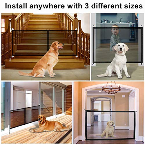 Baby Gate Magic Gate for Dogs Extends up to 40.4 X 29.5 Black Indoor Outdoor Retractable Baby Gate Doors Extra Wide Baby Safety Gate and Pet Gate for Stairs Portable Folding Mesh Dog Gate 
