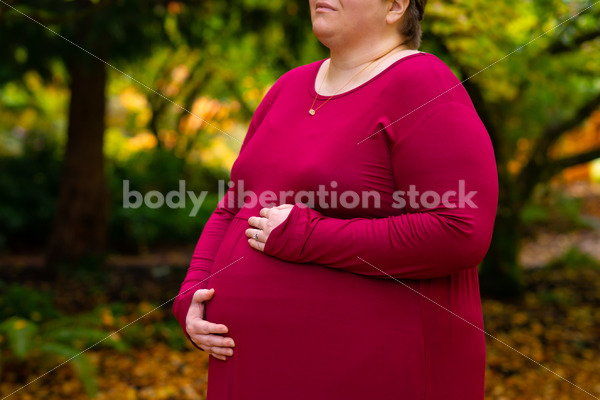 Plus Size Pregnancy Stock Photo: Pregnant Woman Standing in Forest - It's  time you were seen ⟡ Body Liberation Photos