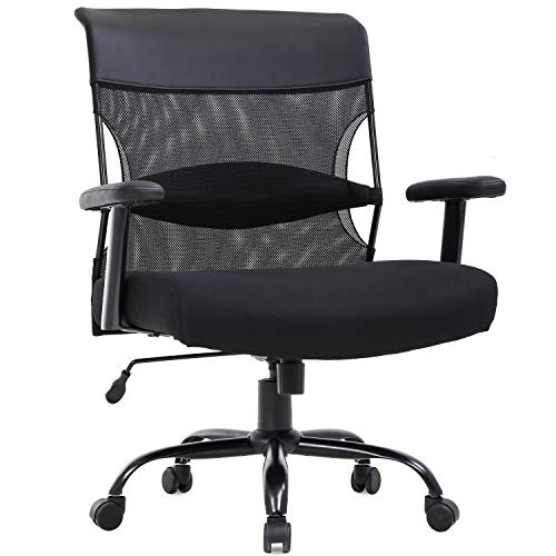 Big and Tall Office Chair 500lbs - Ergonomic Mesh Desk Chair, Heavy Duty Computer Chair-Wide Thick Seat Cushion, Adjustable Lumbar Support, Metal