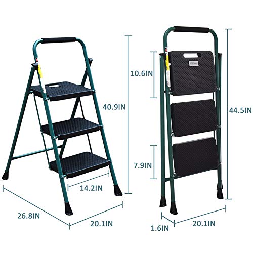 Details about   Hbtower 3 Step Ladder Folding Step Stool With Wide Anti-Slip Pedal 500 Lbs Stu 