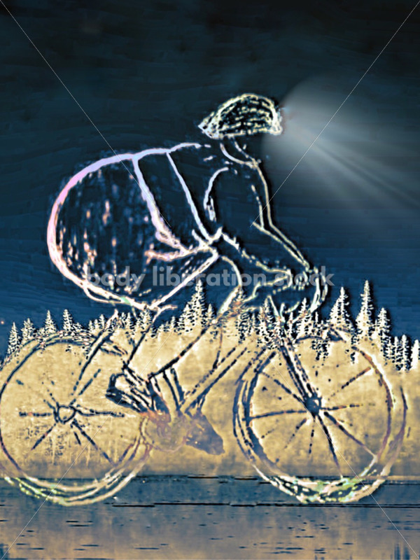 Kathryn Hack art of Night Bike Ride with headlight