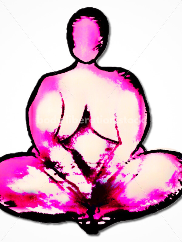 Kathryn Hack art of Pink Woman Seated in yoga pose - Body positive stock and client photography + more | Seattle