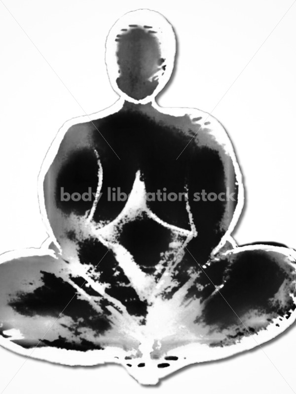 Kathryn Hack black and white art of woman seated in yoga pose - Body positive stock and client photography + more | Seattle