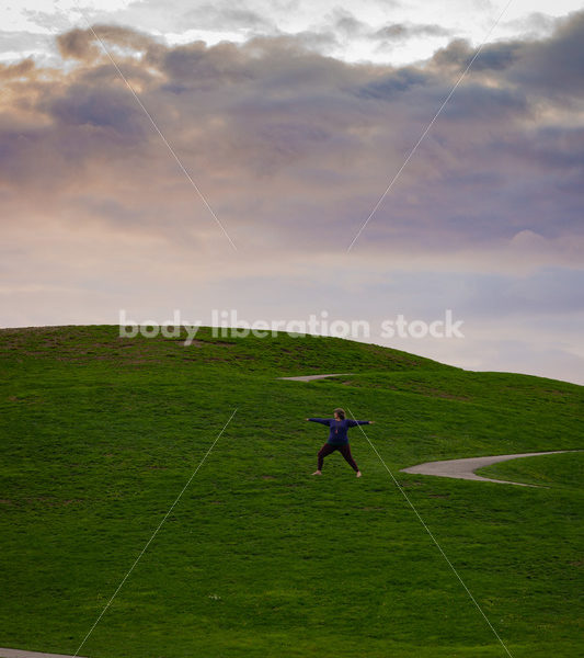 Plus-Size Yoga Stock Photo: Woman in Park - Body positive stock and client photography + more | Seattle