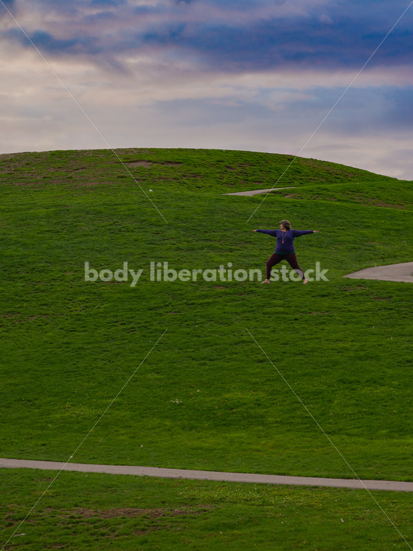 Plus-Size Yoga Stock Photo: Woman in Park - Body positive stock and client photography + more | Seattle
