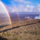 Rainbow over Kilauea volcano crater, Big Island, Hawaii, March 2