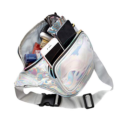 Plus Silver Holographic Bum Bag, Plus Size