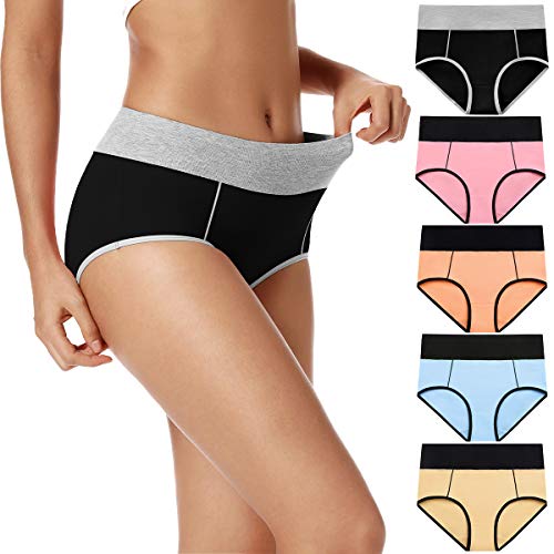 Womens Underwear, High Waisted Double-Layer Waistband No Ride Up