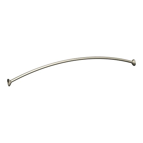 Brushed Nickel 54-Inch to 72-Inch Adjustable Length Fixed Mount Single Curved Shower Rod 1