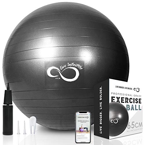 85cm Ball Chair 55cm Balance Yoga Ring Base Home or Office Desk Extra Thick Anti-Burst & Non-Slip Stability Balance Yoga Ball，Includes Pump Pregnancy Exercise Ball 