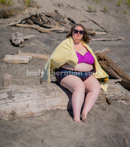 Body-Positive Stock Photo: Fat Woman on Beach - Body Liberation Photos