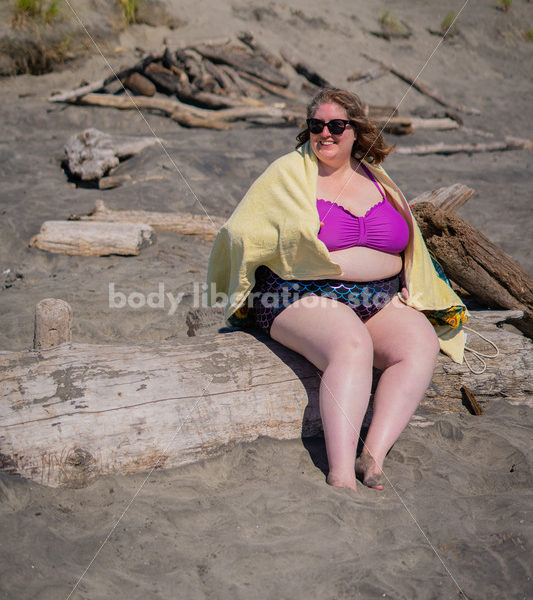 Body-Positive Stock Photo: Fat Woman on Beach - Body Liberation Photos