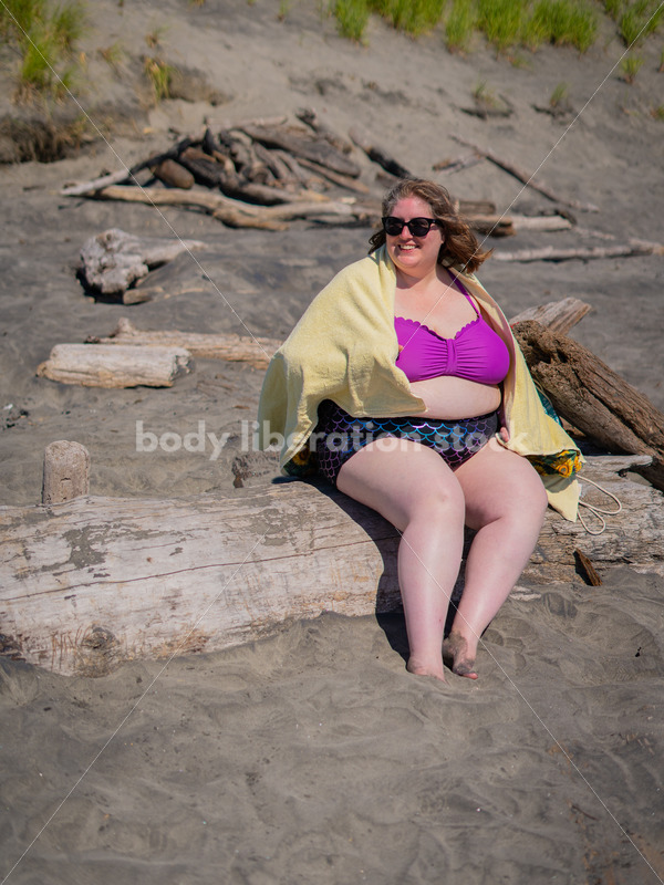 Body-Positive Stock Photo: Fat Woman on Beach - Body Liberation Photos