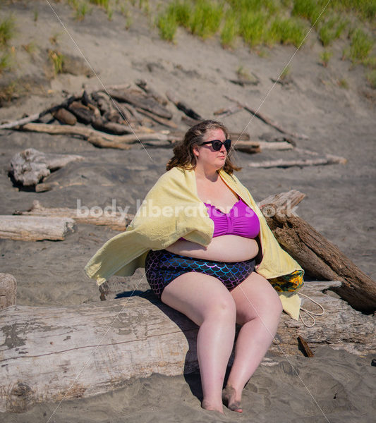 Body-Positive Stock Photo: Fat Woman on Beach - Body Liberation Photos