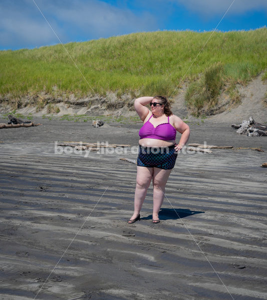 Body-Positive Stock Photo: Fat Woman on Beach - Body Liberation Photos