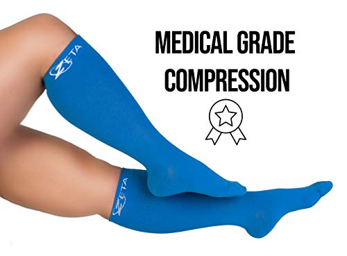 Zeta Socks XXXL Wide Plus Size Calf Compression, Soothing Comfy Gradient  Support, Prevents Swelling, Pain, Edema, DVT, Large Cuffs, Stretch to 26  Inches, Unisex, for Flights (Blue, 3X-Large) - It's time you