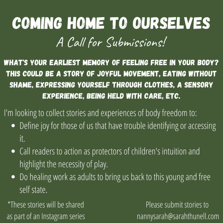 Call for submissions: Coming Home to Ourselves with Sarah Thunell