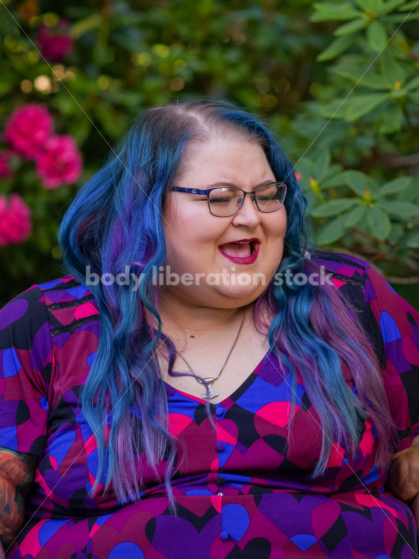 Body Liberation Stock Photo: A Plus Size Woman with Colorful Hair Laughs - It's time you were seen ⟡ Body Liberation Photos