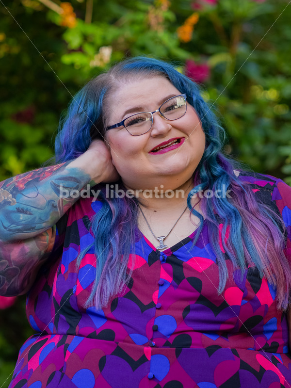Body Liberation Stock Photo: A Plus Size Woman with Colorful Hair Poses Flirtatiously - It's time you were seen ⟡ Body Liberation Photos