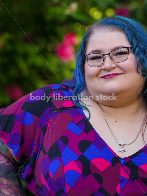 Body Liberation Stock Photo: A Plus Size Woman with Colorful Hair and a Confident Smile - It's time you were seen ⟡ Body Liberation Photos