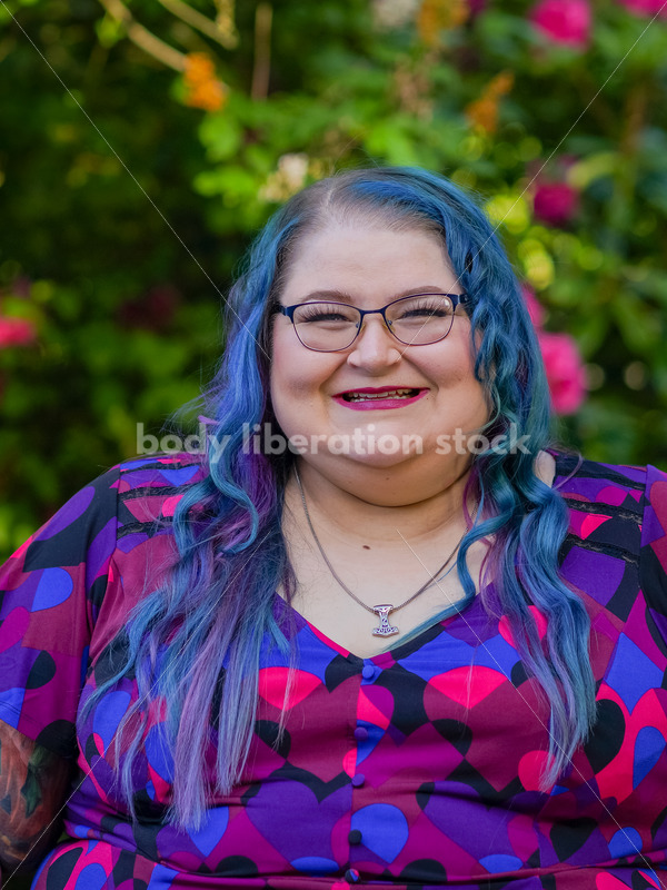 Body Liberation Stock Photo: A Plus Size Woman with Colorful Hair and a Joyful Smile - It's time you were seen ⟡ Body Liberation Photos