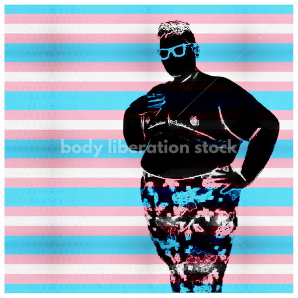 Illustrated Art Stock: Plus Size Black Trans Person Stands Proudly - Body Liberation Photos & Stock