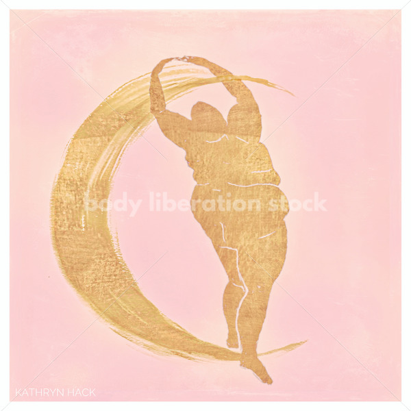 Illustrated Art Stock: Plus Size Black Woman Dances on a Crescent Moon - Body Liberation Photos & Stock