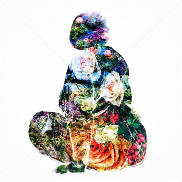 Illustrated Art Stock: Plus Size Black Woman Made of Flowers - Body Liberation Photos & Stock