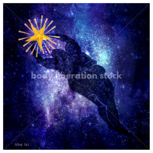 Illustrated Art Stock: Plus Size Black Woman Reaching for a Star - Body Liberation Photos & Stock