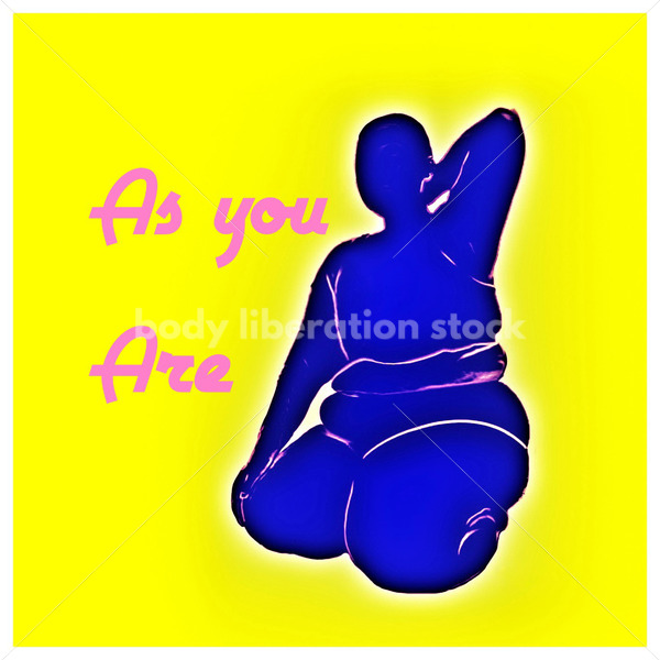 Illustrated Art Stock: Plus Size Black Woman Sits Confidently - Body Liberation Photos & Stock