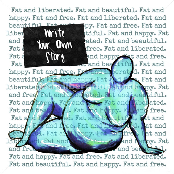 Illustrated Art Stock: Plus Size Black Woman with Affirmations on a Page - Body Liberation Photos & Stock