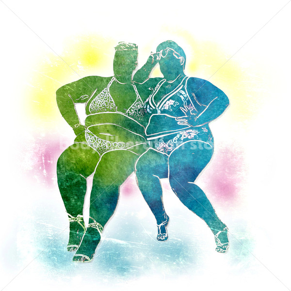 Illustrated Art Stock: Plus Size Women Sitting Together - Body Liberation Photos & Stock